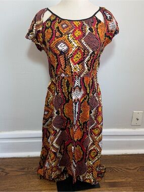 EUC Angie sz L Snakeskin Print Skater Dress with Cutout